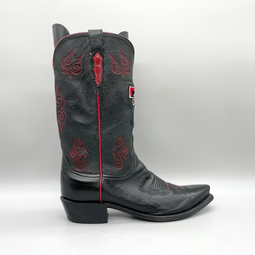 Lucchese 1883 Mens 10.5 Texas Tech Red Raiders Cowboy Boot Black Leather Western